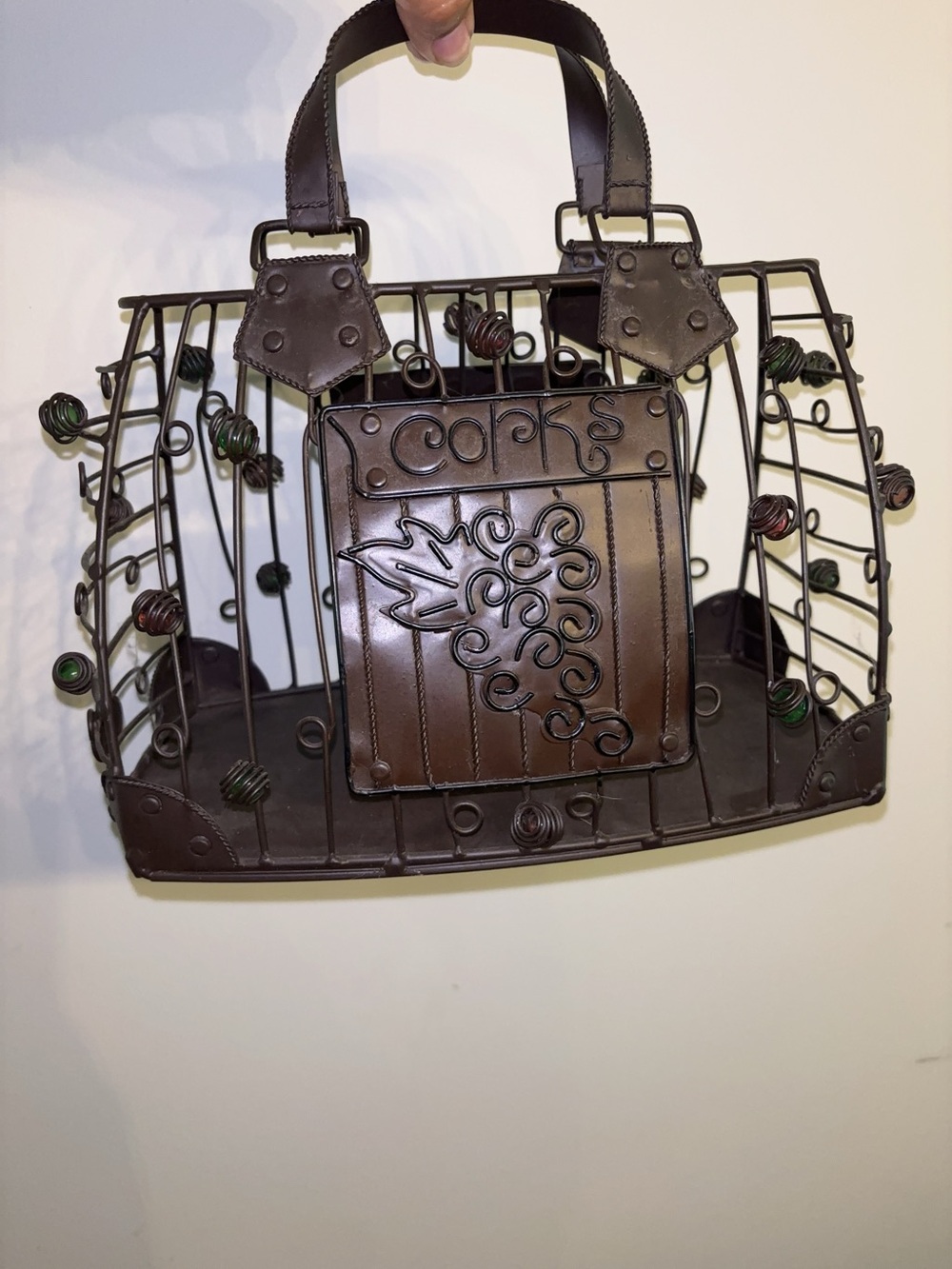 Wine Corks Organizer Beautiful Metal HandBag Deco